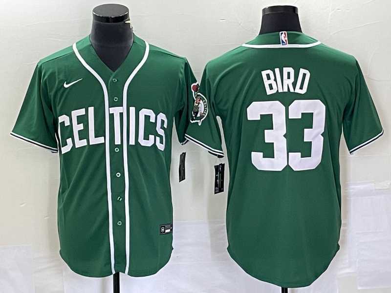 Men%27s Boston Celtics #33 Larry Bird Green Stitched Baseball Jersey->boston celtics->NBA Jersey